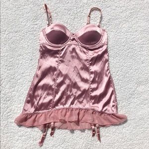 Victoria’s Secret Sexy Little Things Pink Satin Corset Bustier Basque 34B